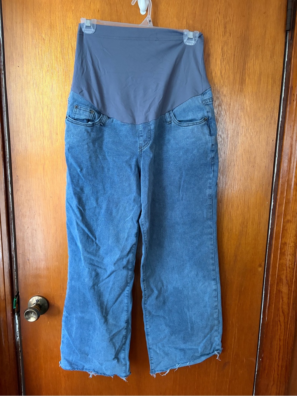 Maternity Blue Denim Pull-On Jeans with Stretch Waistband